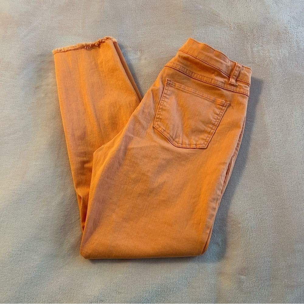 FDJ Olivia tangerine skinny cropped jeans size 6 cotton stretch distressed